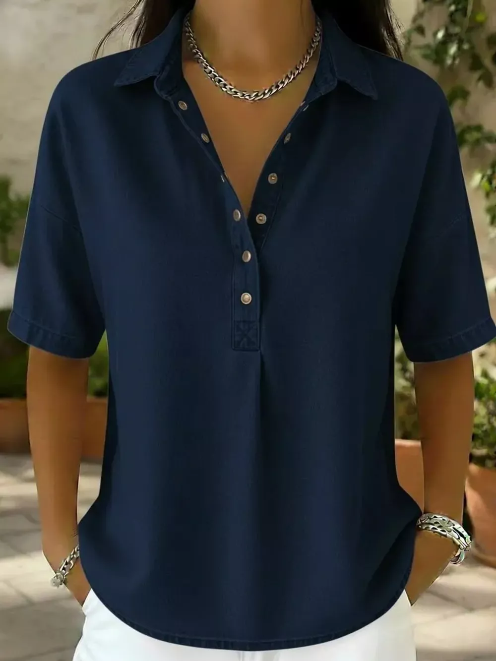 Snap Down Short Sleeve Blouse, image 3