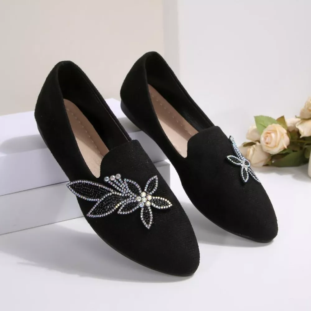Rhinestone Point Toe Flats Slip-Ons, image 2