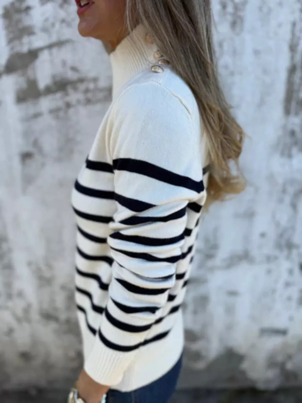 Full Size Striped Turtleneck Long Sleeve Sweater Plus Size, image 20