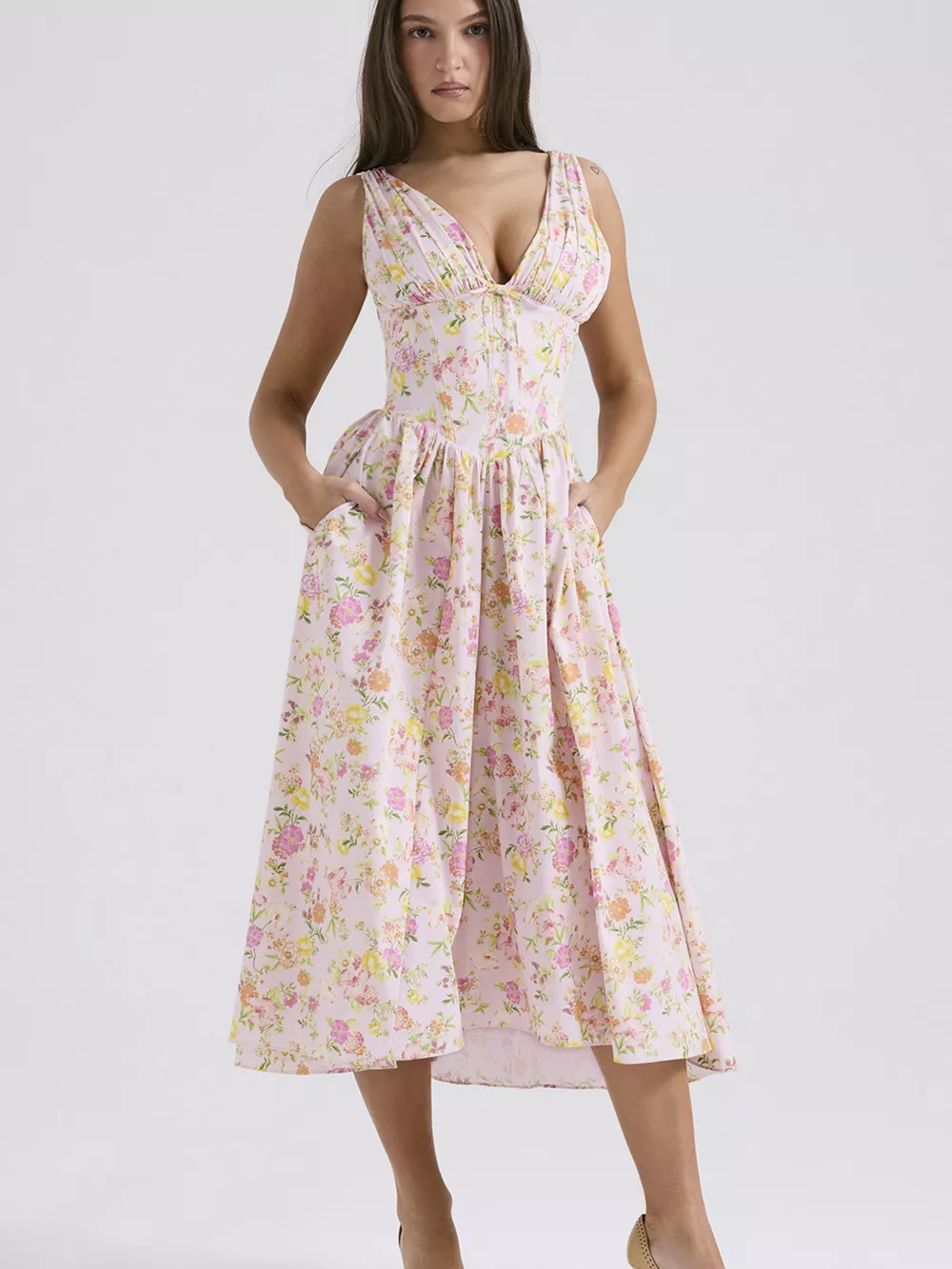 V-Neck Sleeveless Midi Dress, image 7