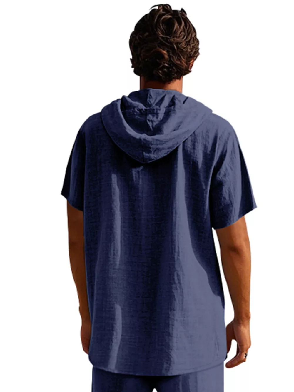 Men's Full Size Casual Short Sleeve Hooded Shirt Plus Size, image 13