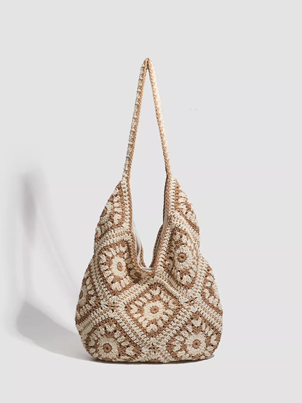 Boho Chic Crochet Granny Square Shoulder Bag