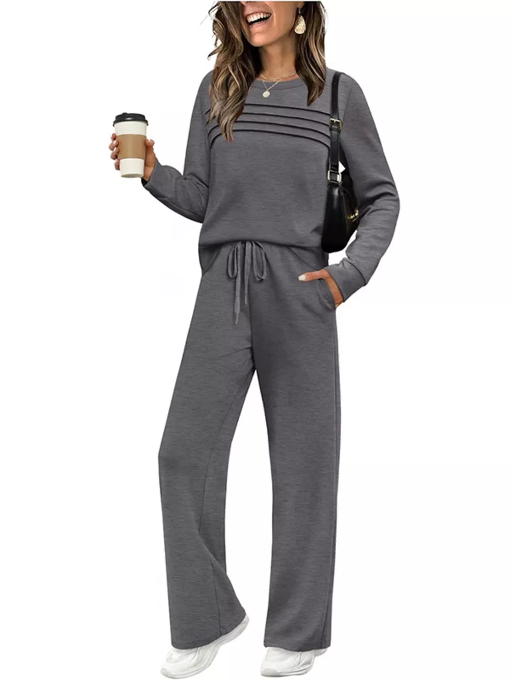 Full Size Casual Long Sleeve Top and Pants Set Plus Size, image 22