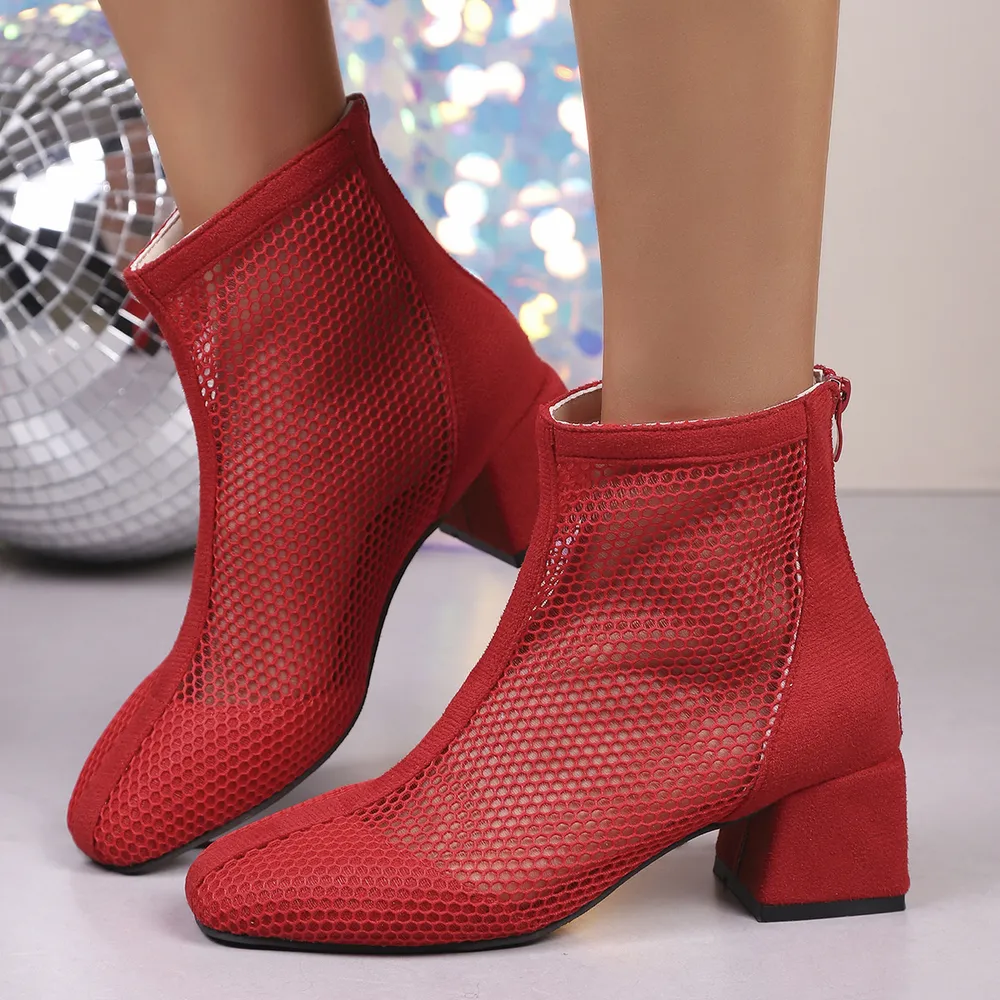 Mesh Block Heel Boots, image 5