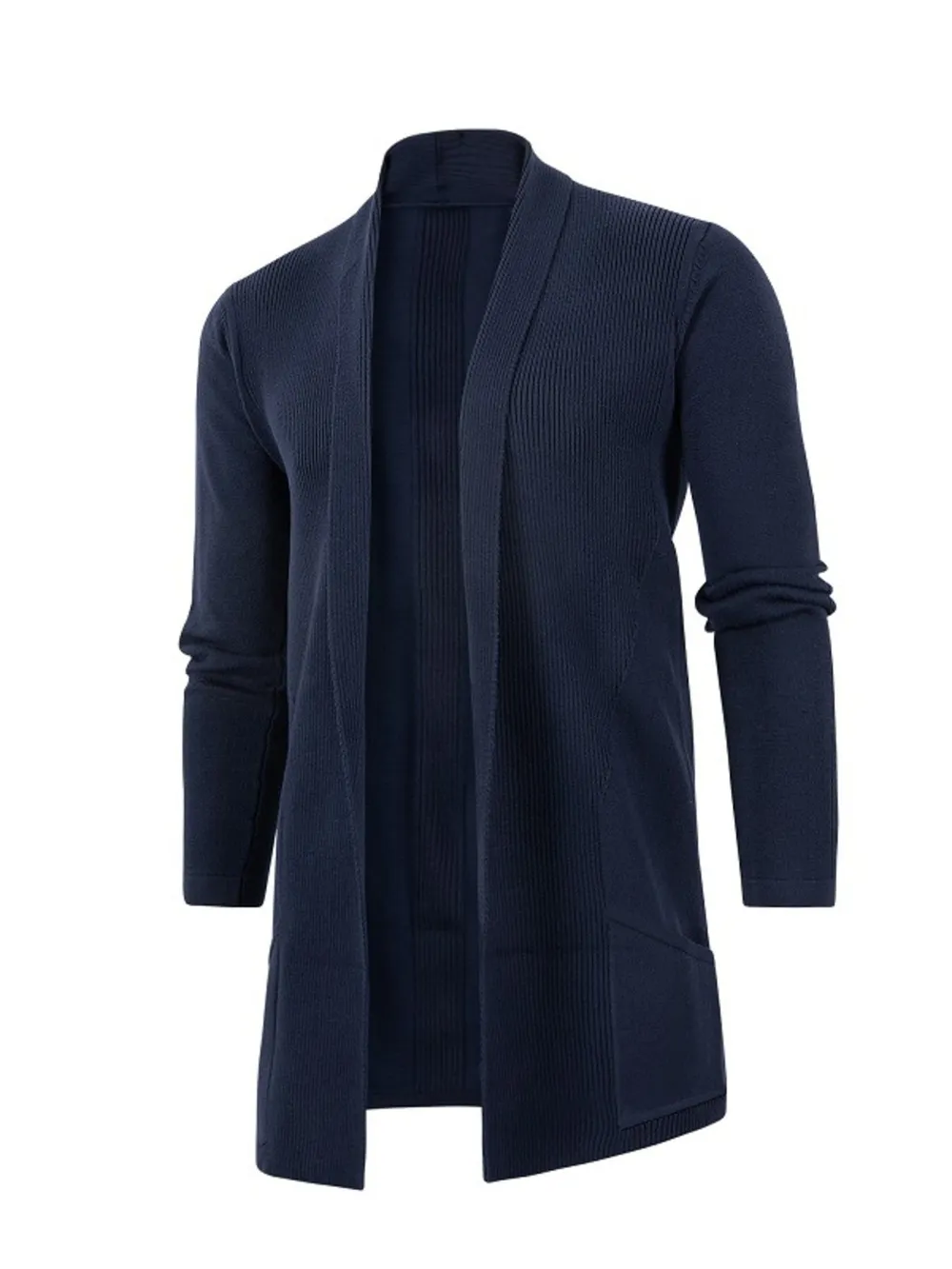 Men's Plus Size Open Front Long Sleeve Knit Cardigan, image 5