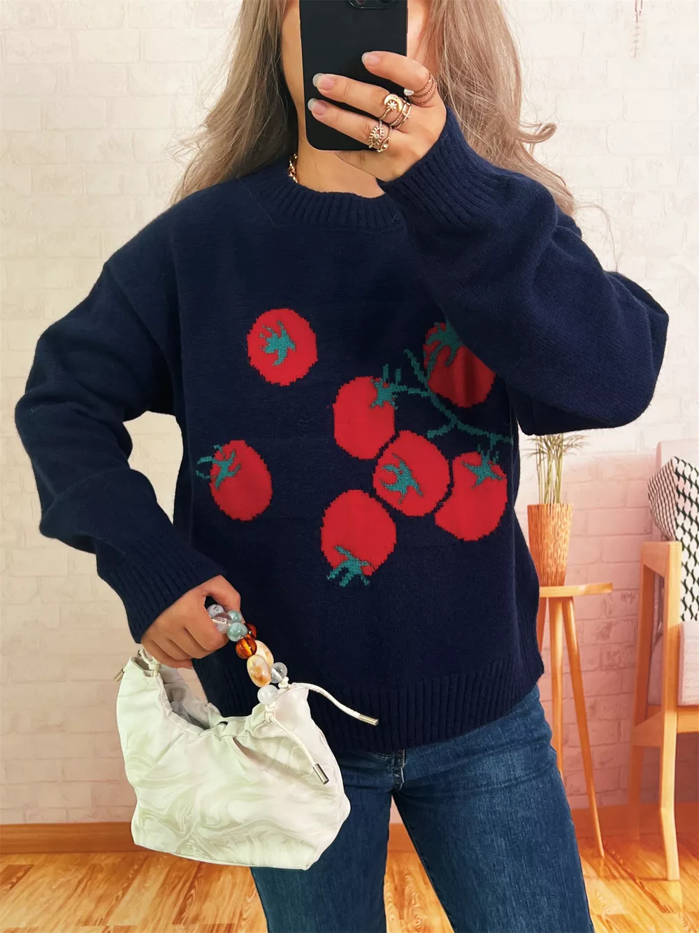 Persimmon Round Neck Long Sleeve Sweater, image 11