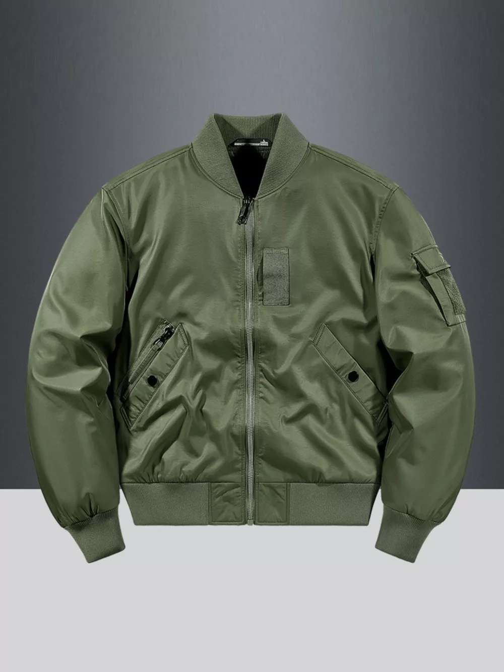 Men's Plus Size Classic Zip Up Bomber Jacket, image 5