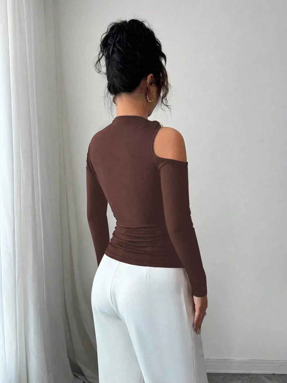 Cutout One-Shoulder Long Sleeve T-Shirt, image 8