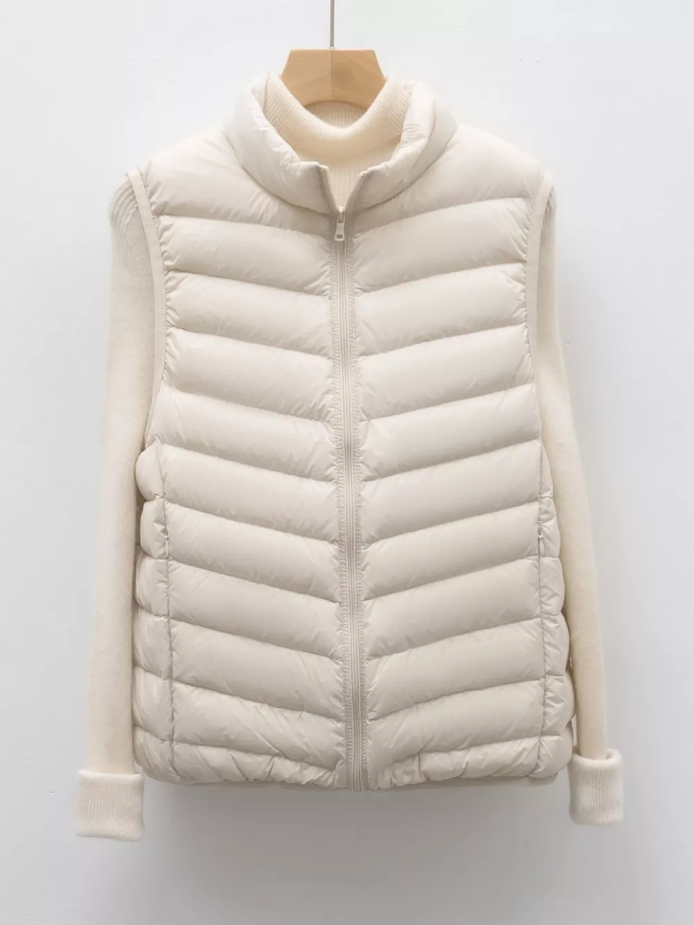 Quilted Zip Up Turtleneck Vest Coat