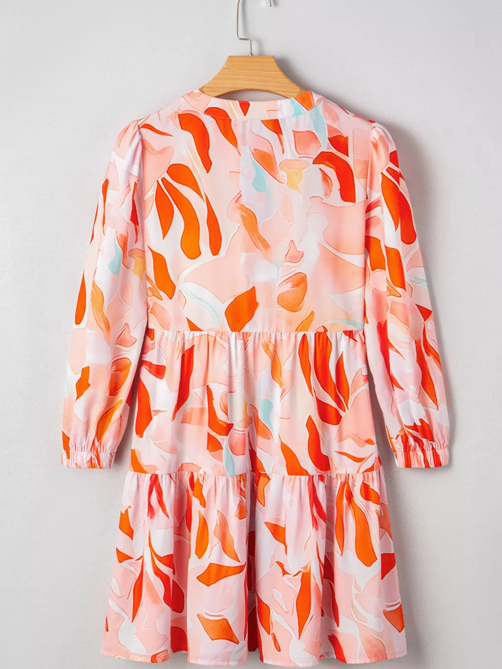 Abstract Print Long Sleeve Tiered Mini Dress, image 5
