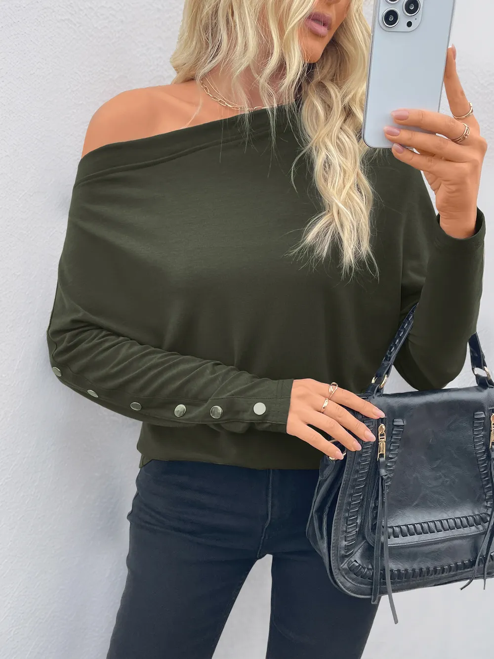 Single Shoulder Long Sleeve T-Shirt, image 4