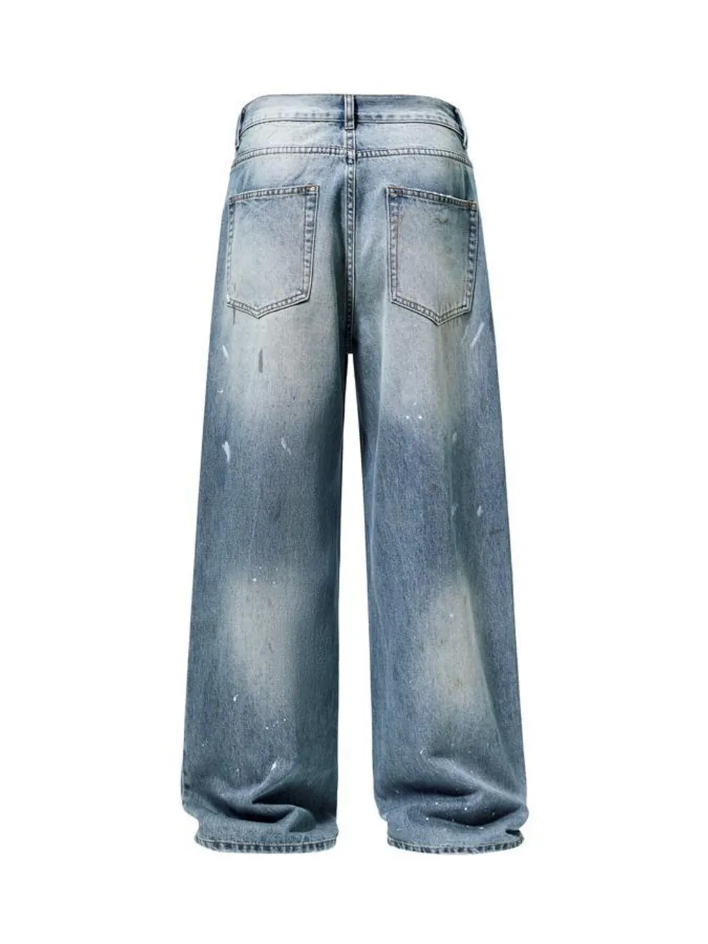 Men's Distressed Button Fly Wide Leg Jeans, image 2