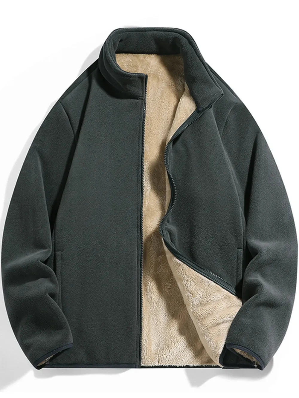 Men's Plus Size Fleece Lined Zip-Up Top, image 4