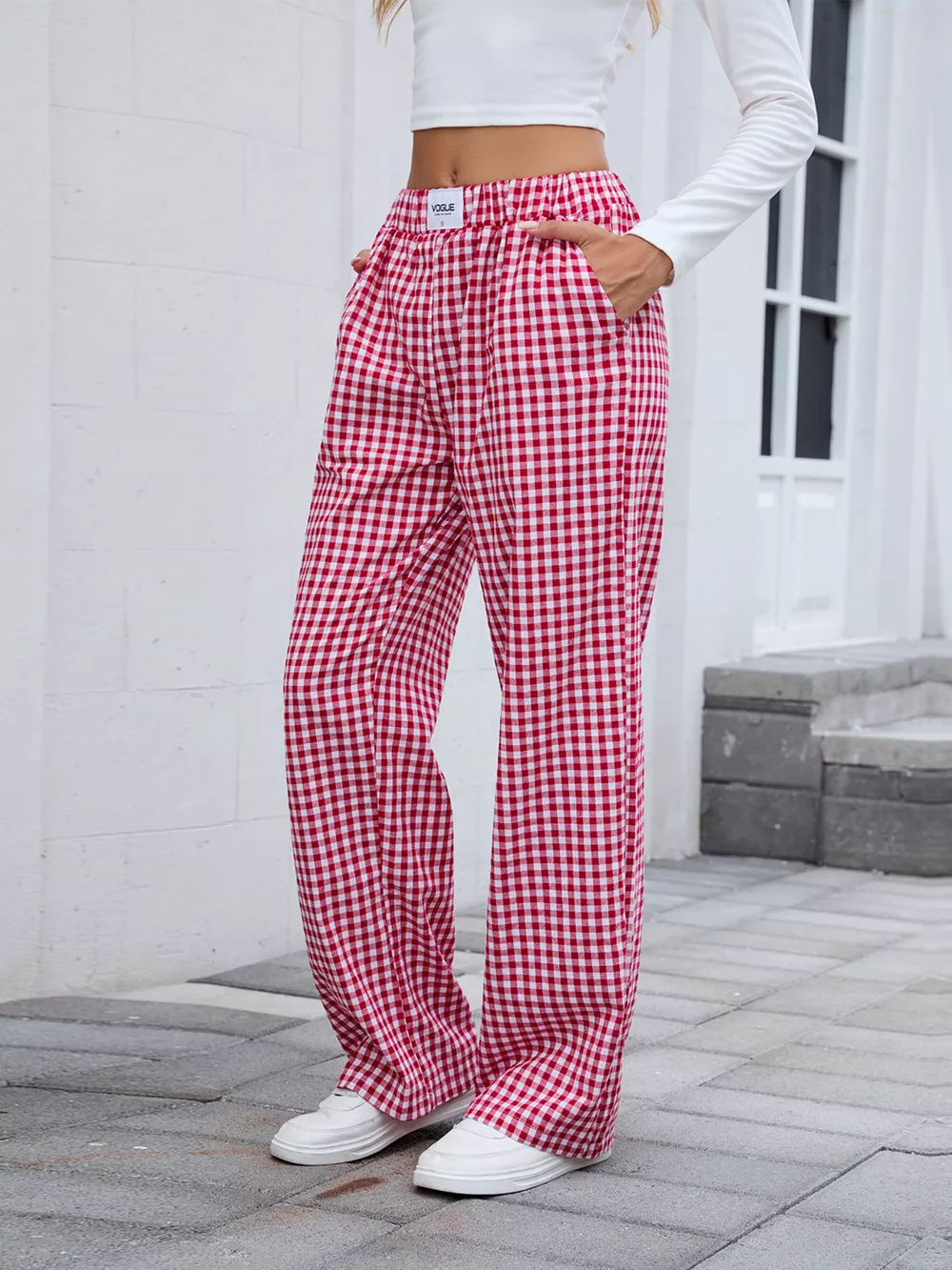 Plaid Wide Leg Casual Pants, image 16