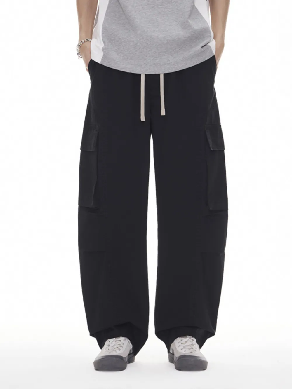 Men's Plus Size Wide Leg Cargo Drawstring Pants