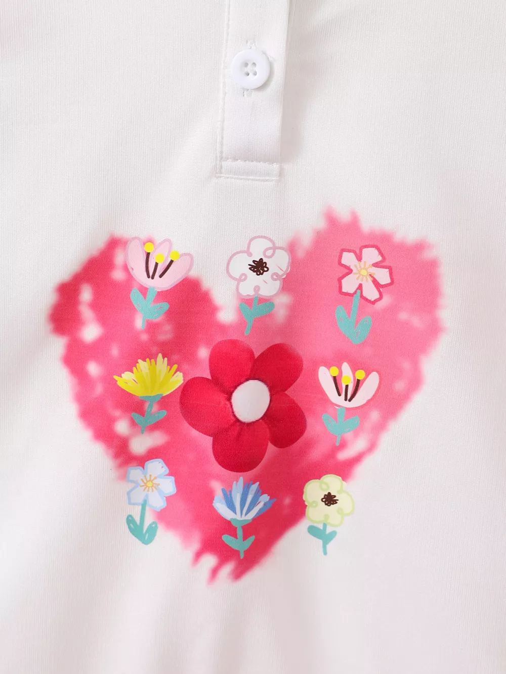 Children's Floral Heart Graphic Buttoned Hoodie, image 4