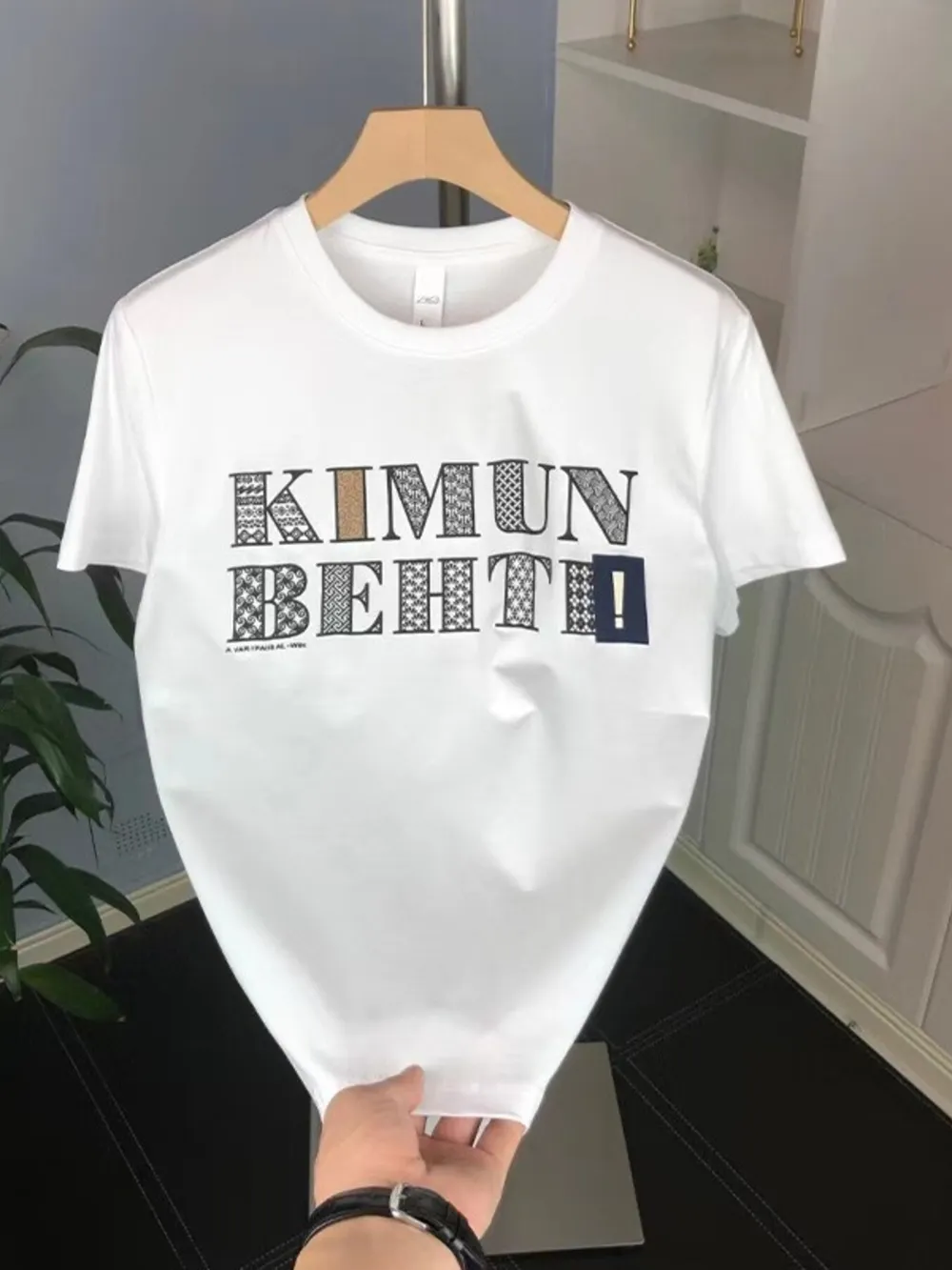 Men's Plus Size Letter Graphic Round Neck T-Shirt, image 2