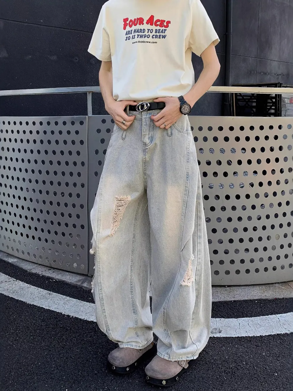 Men's Full Size Distressed Wide Leg Jeans Plus Size, image 7