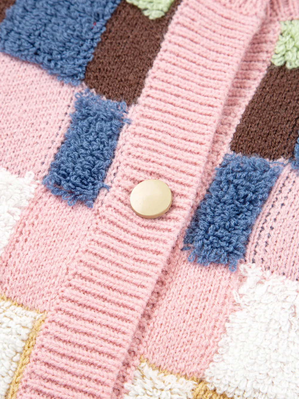 Checkered Pattern Button Front Cardigan, image 4