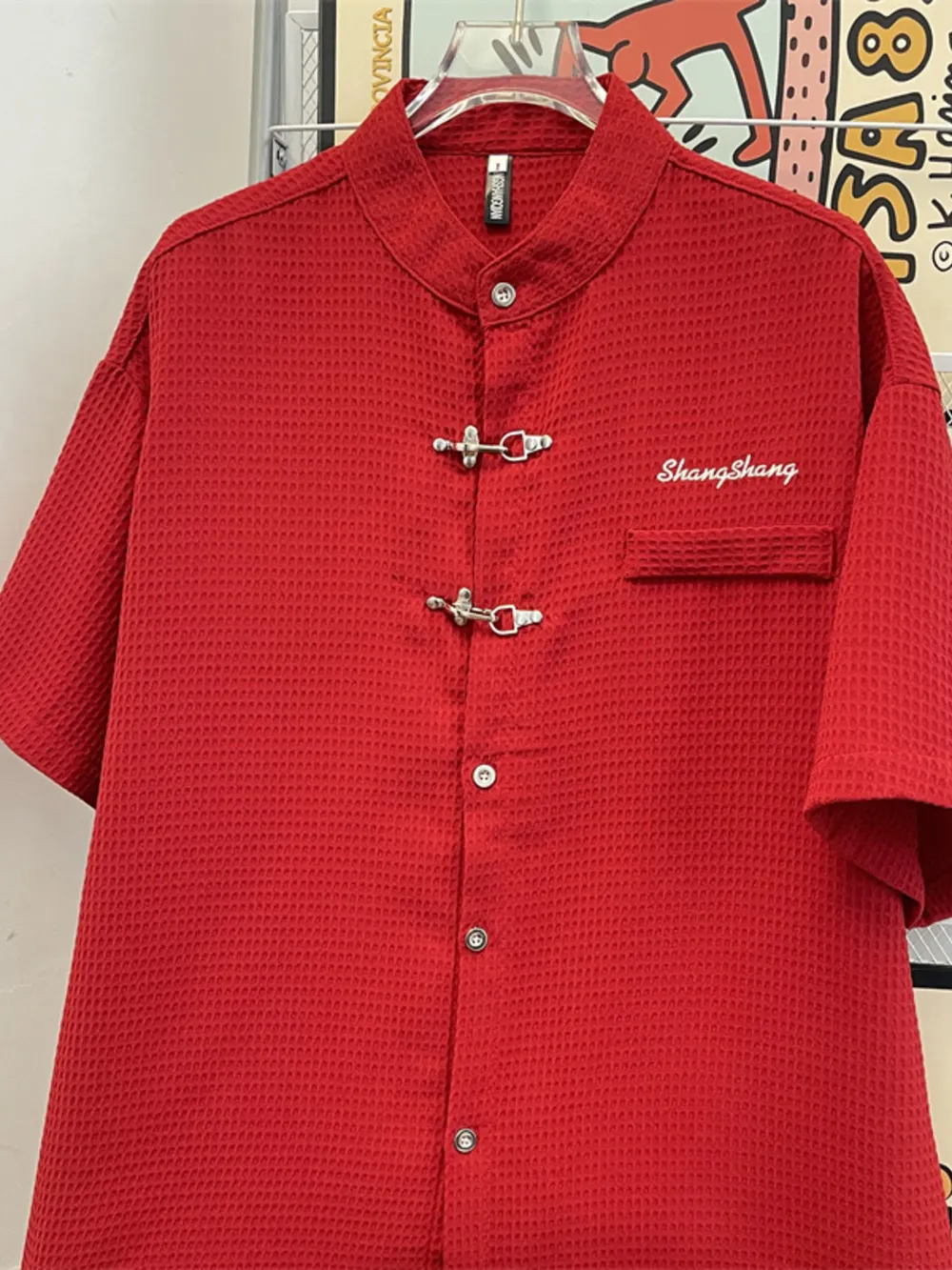 Men's Plus Size Texture Button Up Short Sleeve Shirt, image 7