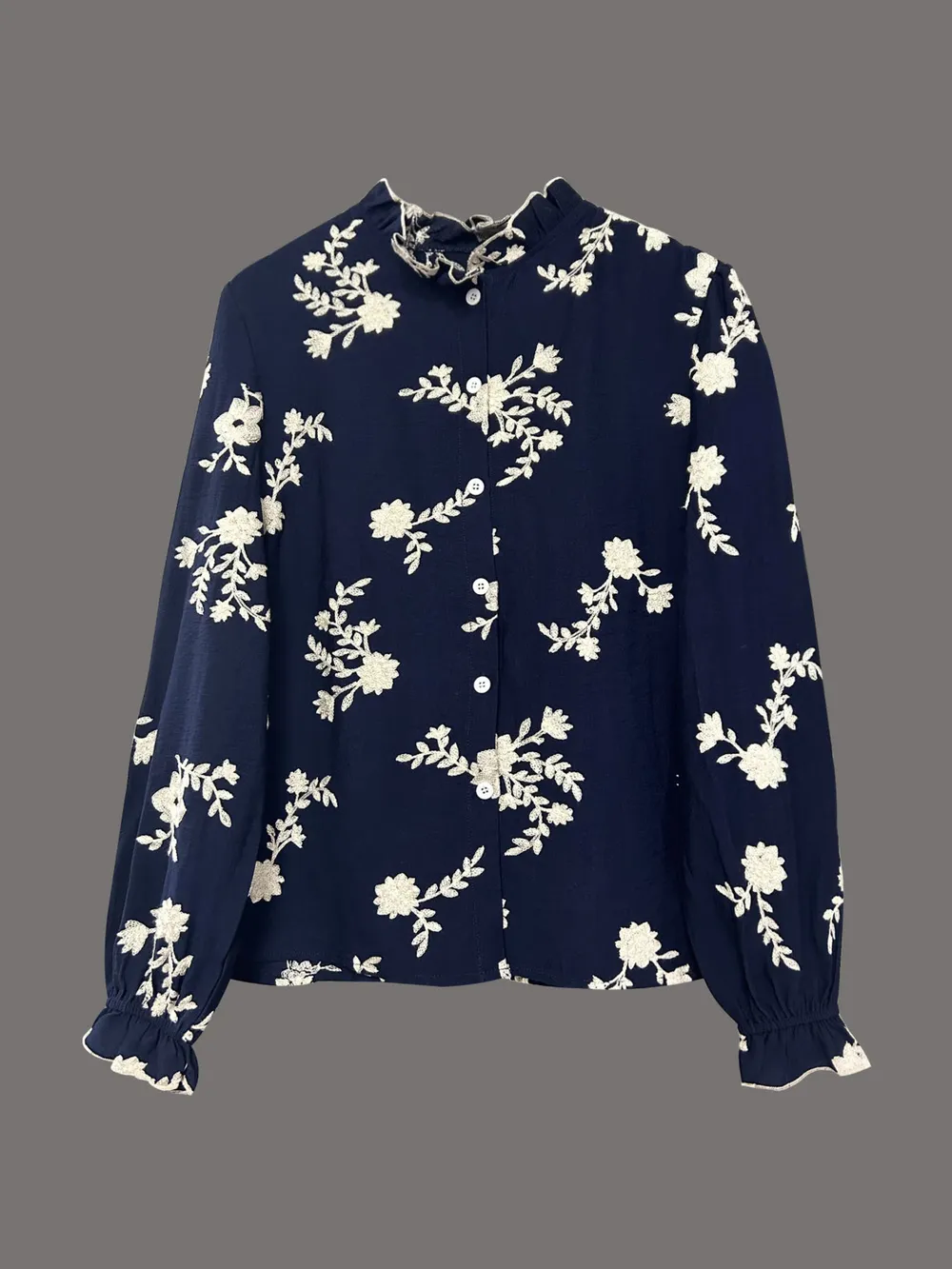 Flower Button Up Long Sleeve Shirt, image 2