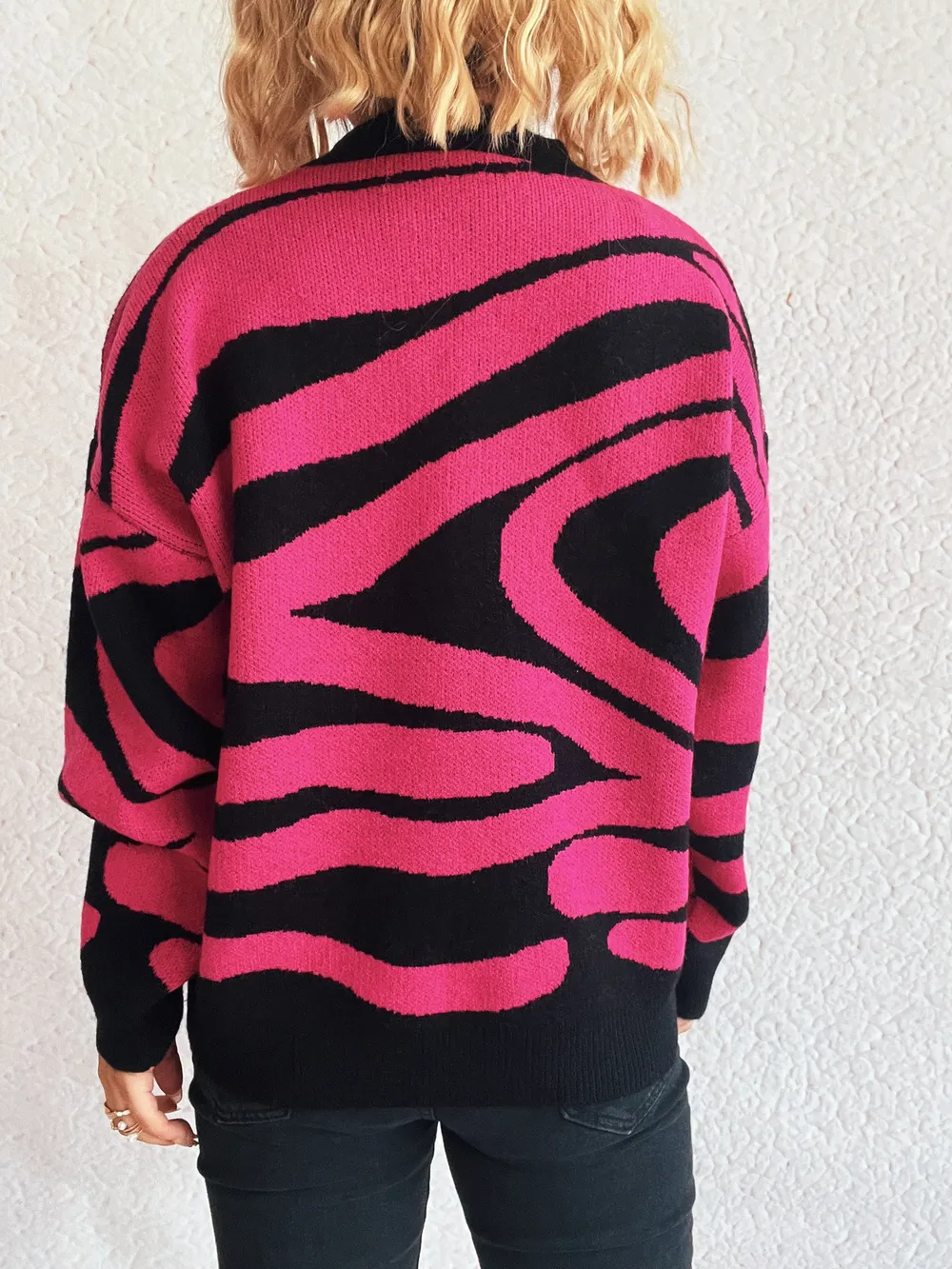 Zebra Print Round Neck Sweater, image 16