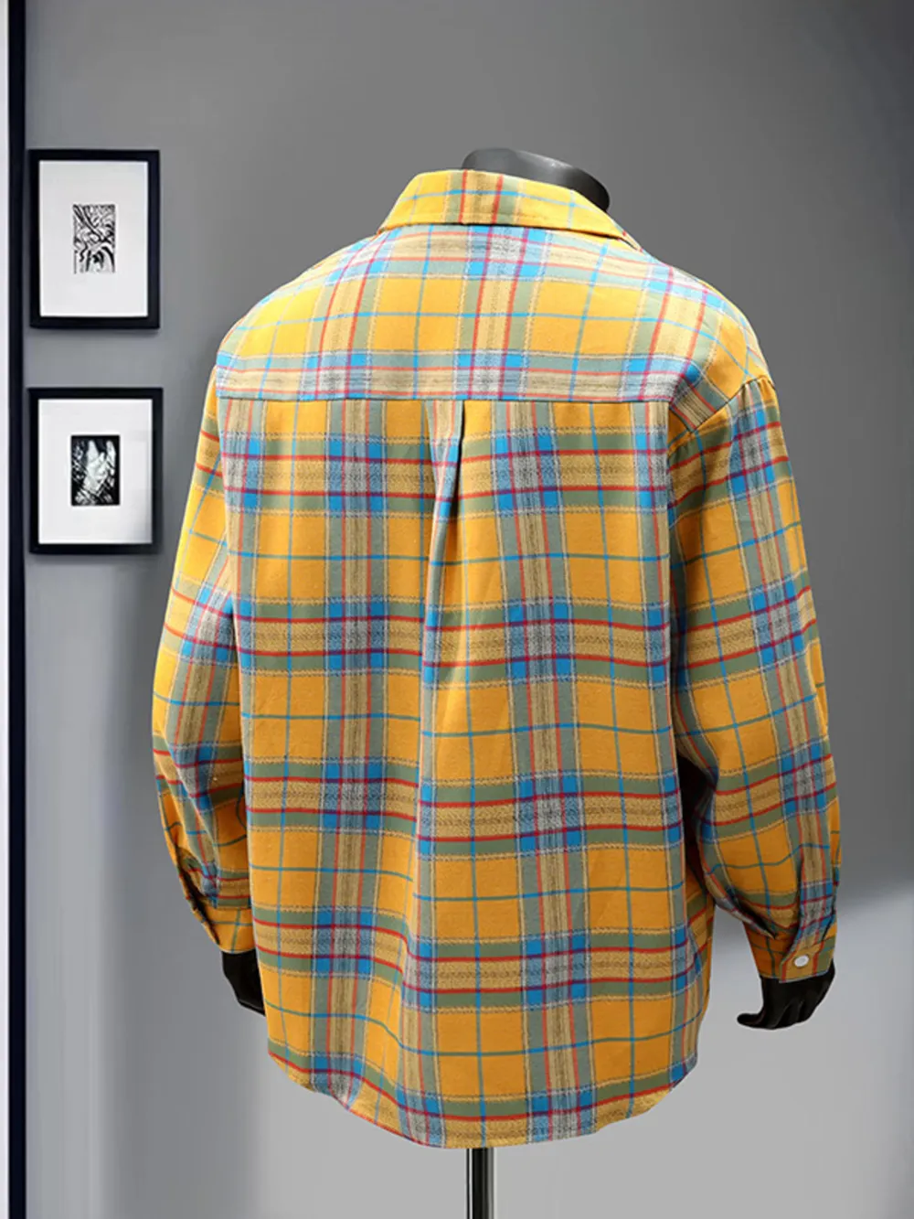 Men's Full Size Casual Plaid Long Sleeve Shirt Plus Size, image 2