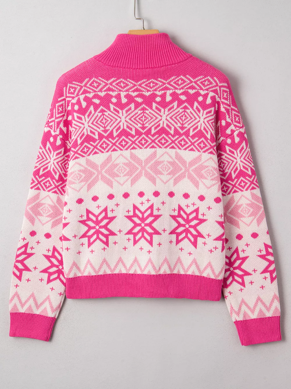Christmas Snowflake Quarter Zip Collard Sweater, image 5