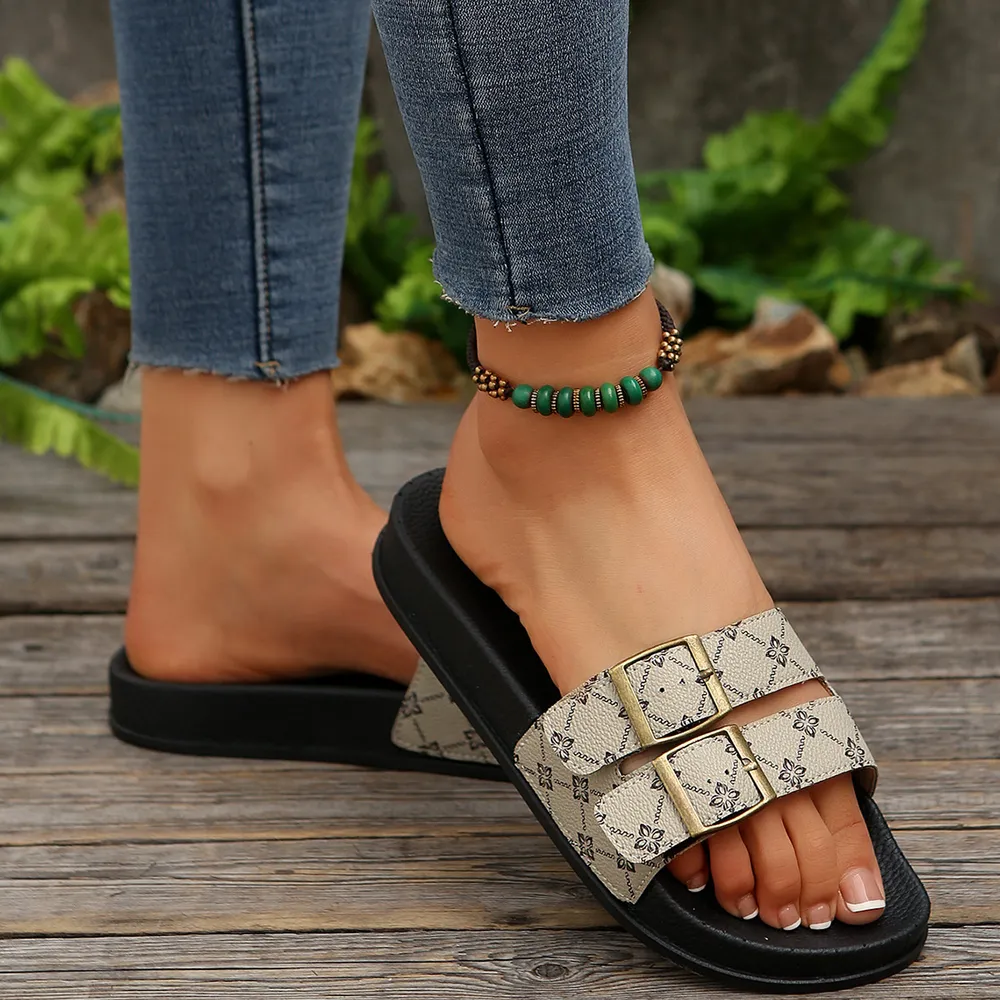 Open Toe Double Buckle Sandals, image 17