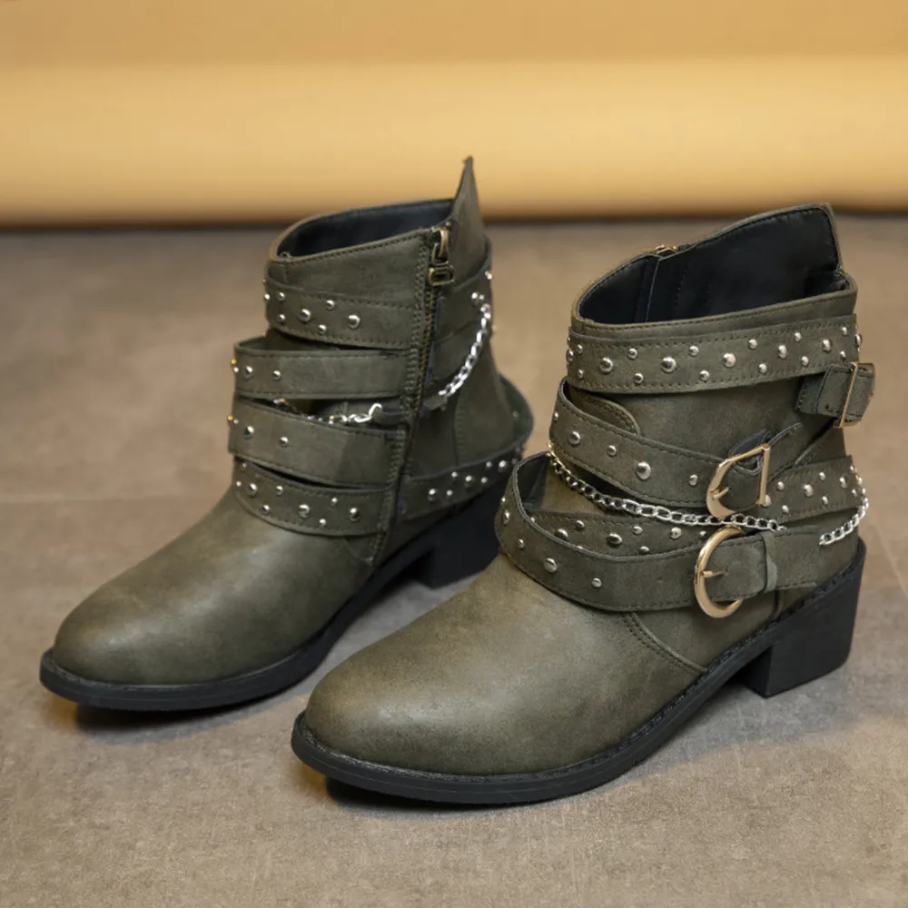 Round Toe Block Heels Boots, image 6