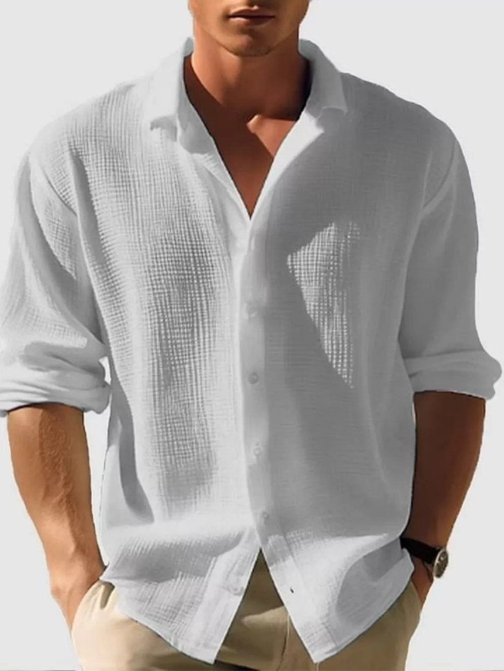 Men's Full Size Button Up Long Sleeve Shirt Plus Size, image 3