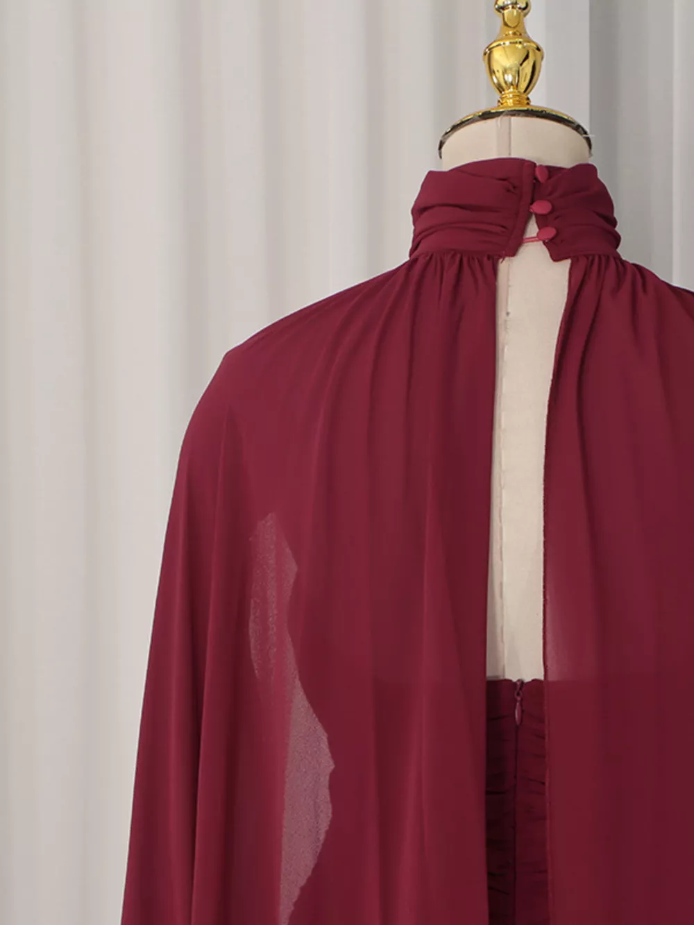 Ruched Halter Neck Cape Maxi Dress, image 8