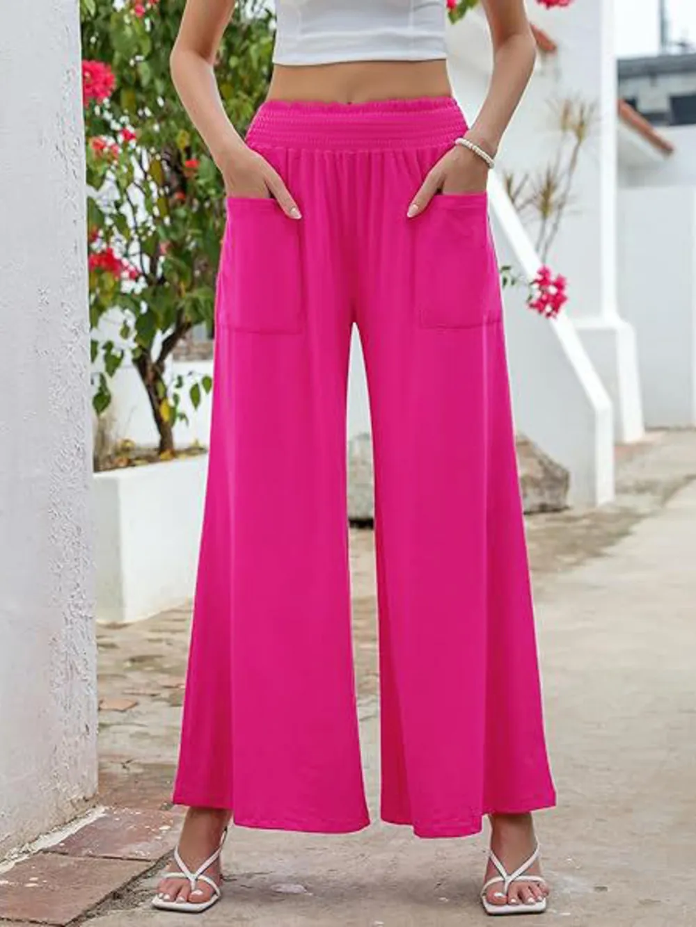 High-Waisted Wide Leg Pants with Pockets, image 5