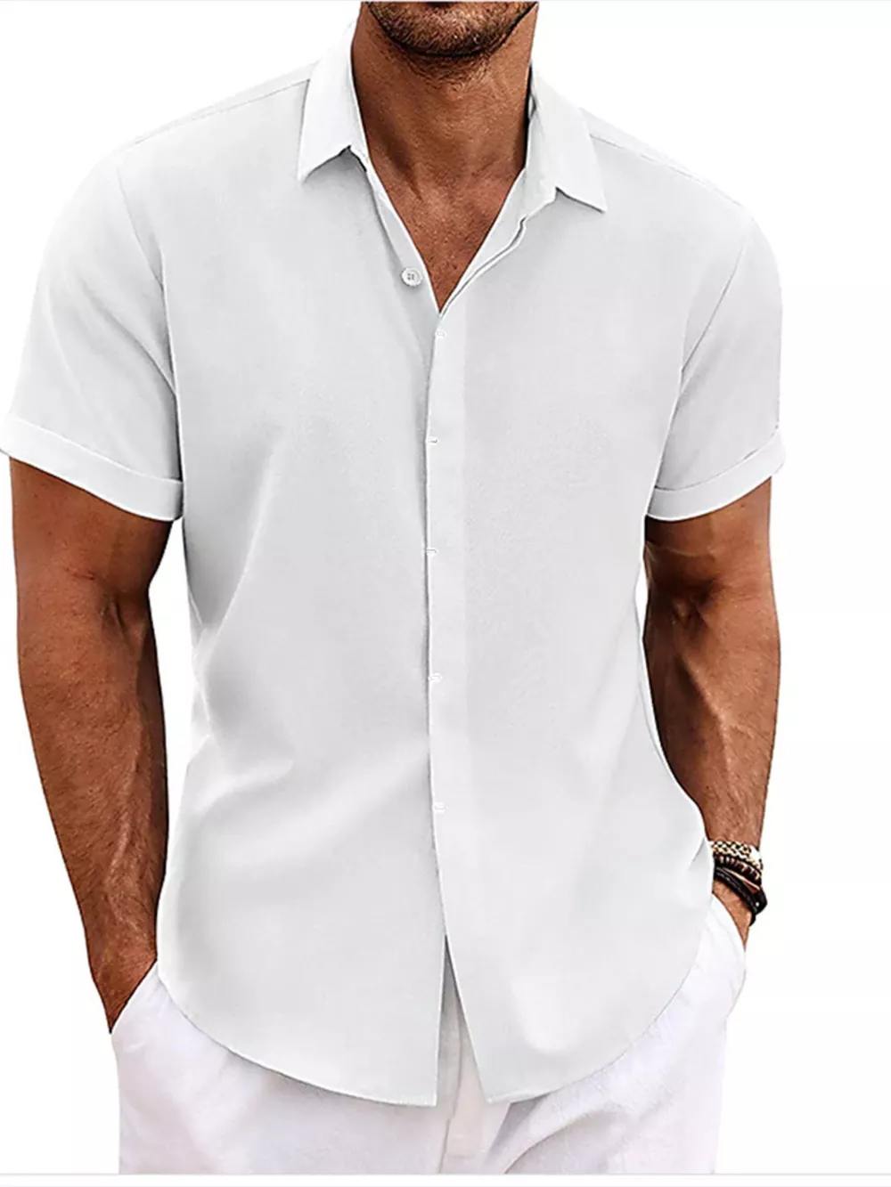Men's Full Size Casual Short Sleeve Button-Down Shirt Plus Size, image 4
