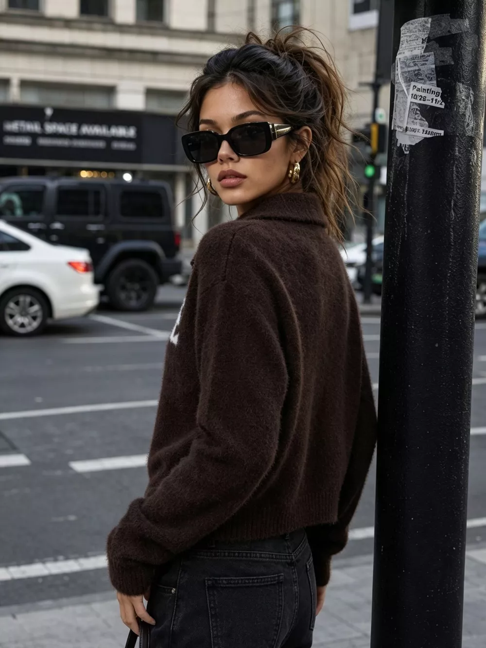 Fuzzy Letter Zip-Up Cardigan, image 18
