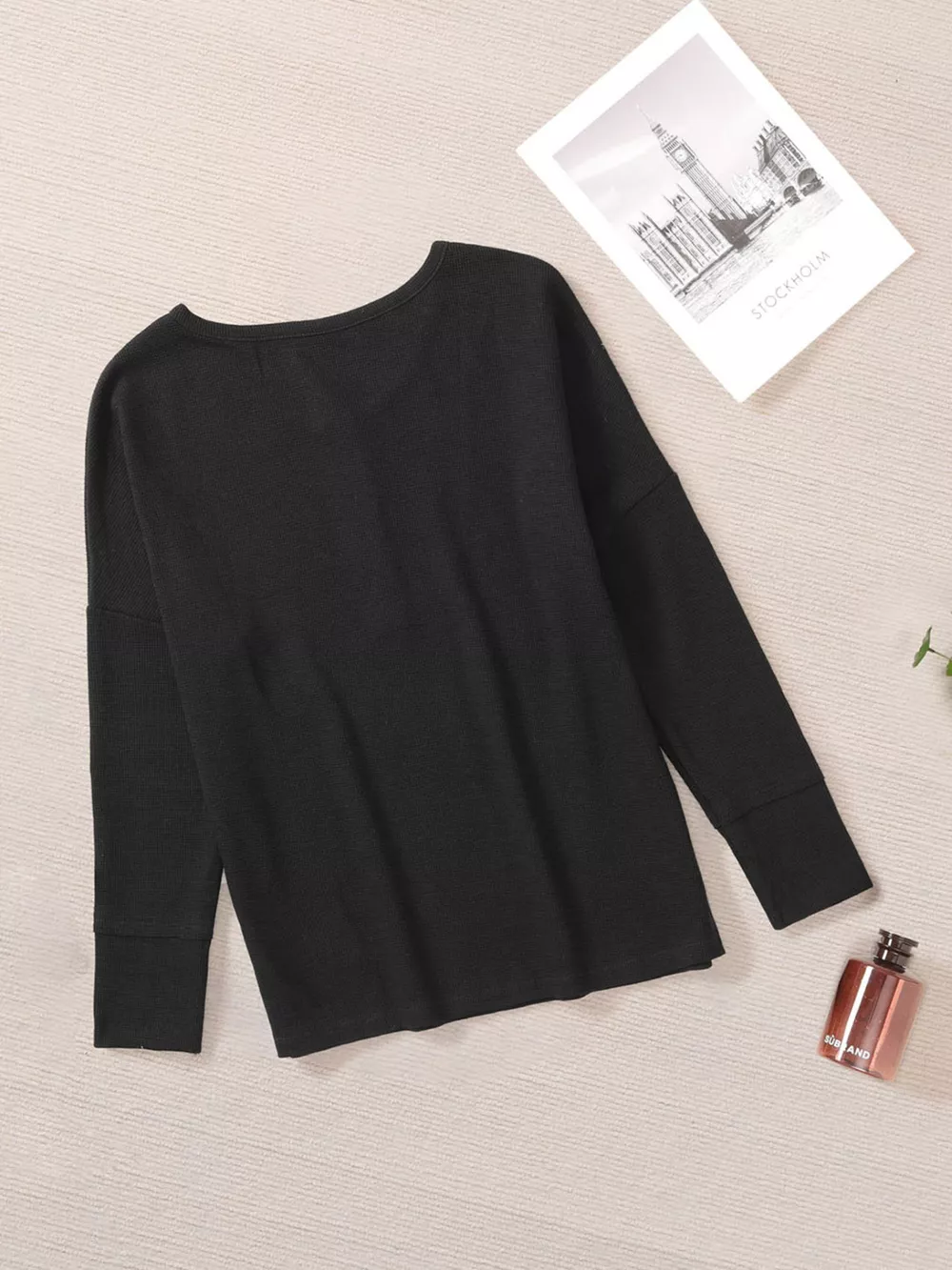Waffle Knit Henley Top, image 14