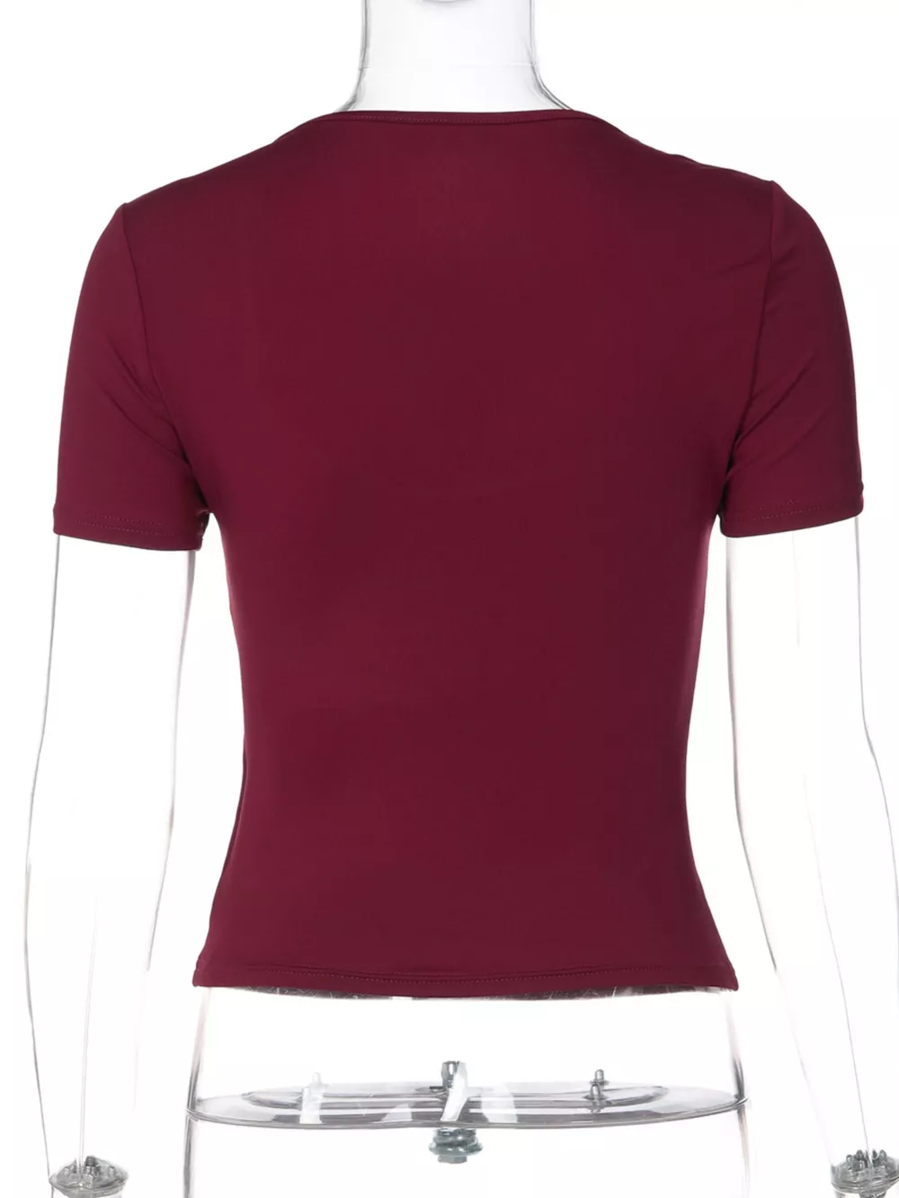 Sweetheart Neck Lace Trim Tie-Front T-Shirt, image 18