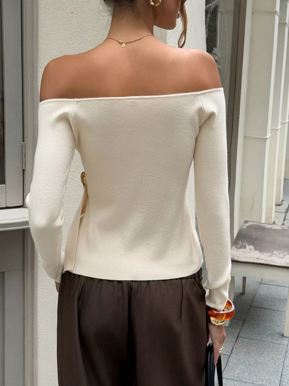 Off Shoulder Long Sleeve Sweater, image 6