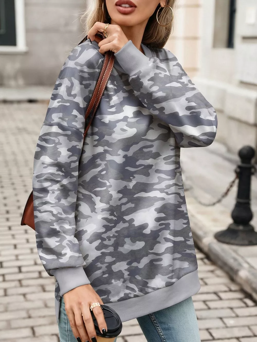 Camouflage Print Crewneck Sweatshirt, image 3