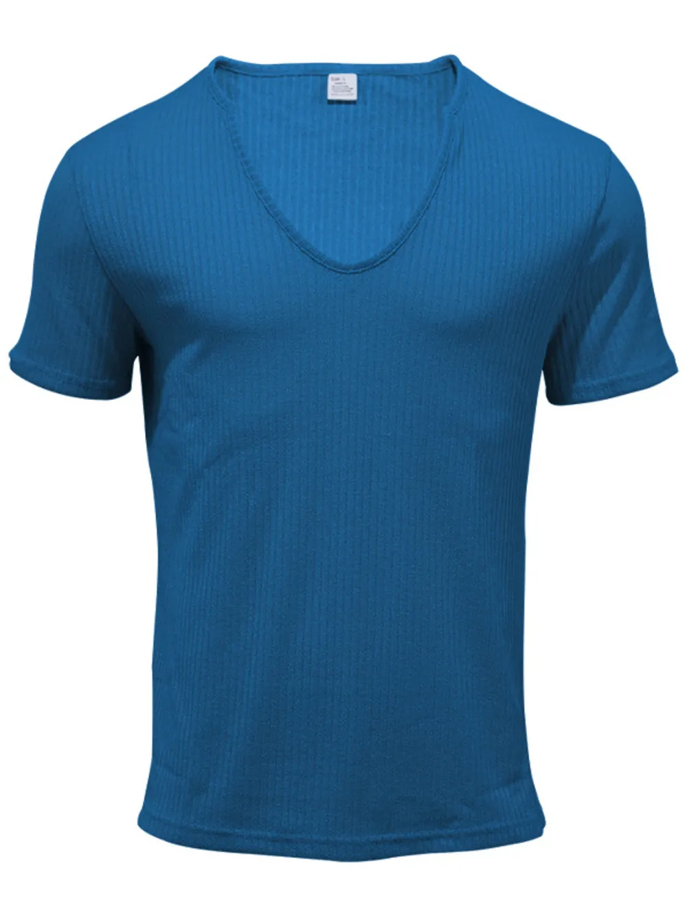 Men's Full Size Ribbed V-Neck T-Shirt Plus Size, image 14