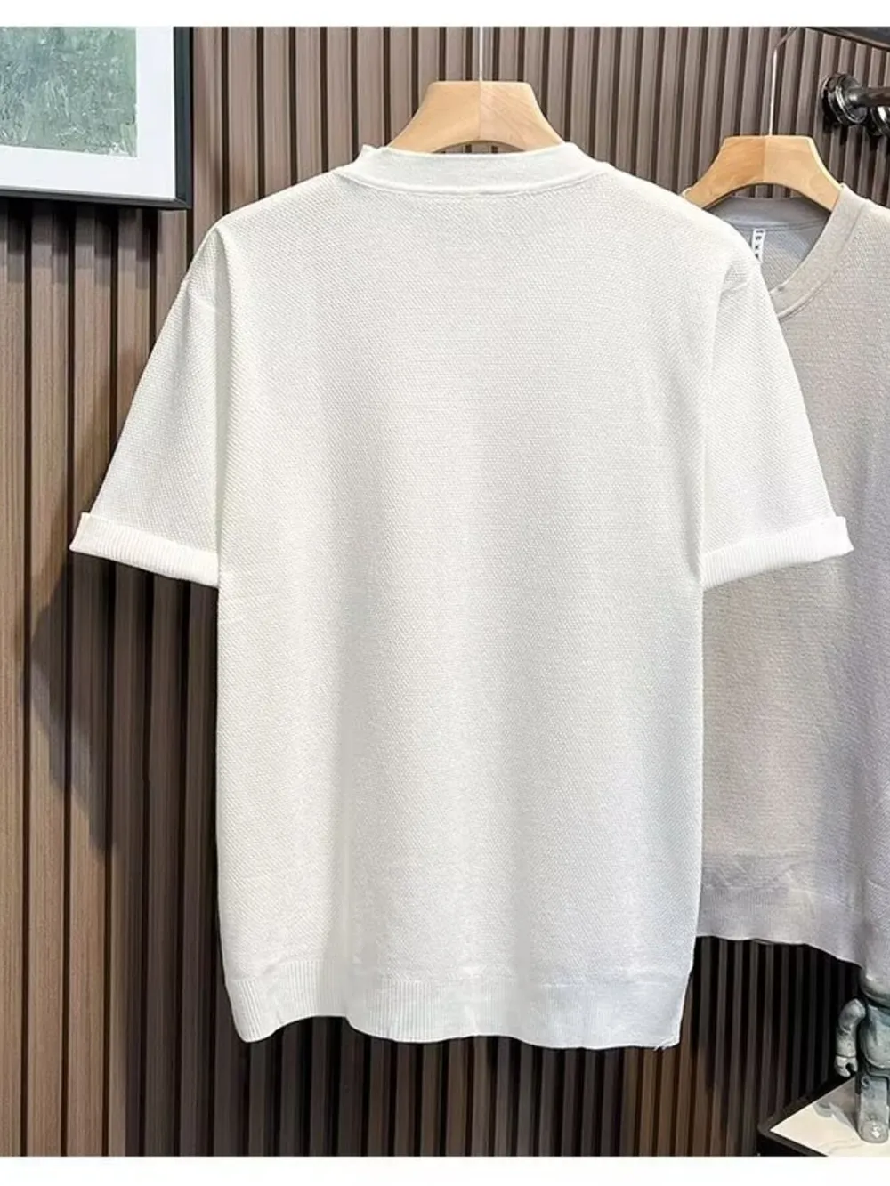 Men's Full Size Classic Short Sleeve Knit T-Shirt with Button Detail Plus Size, image 4