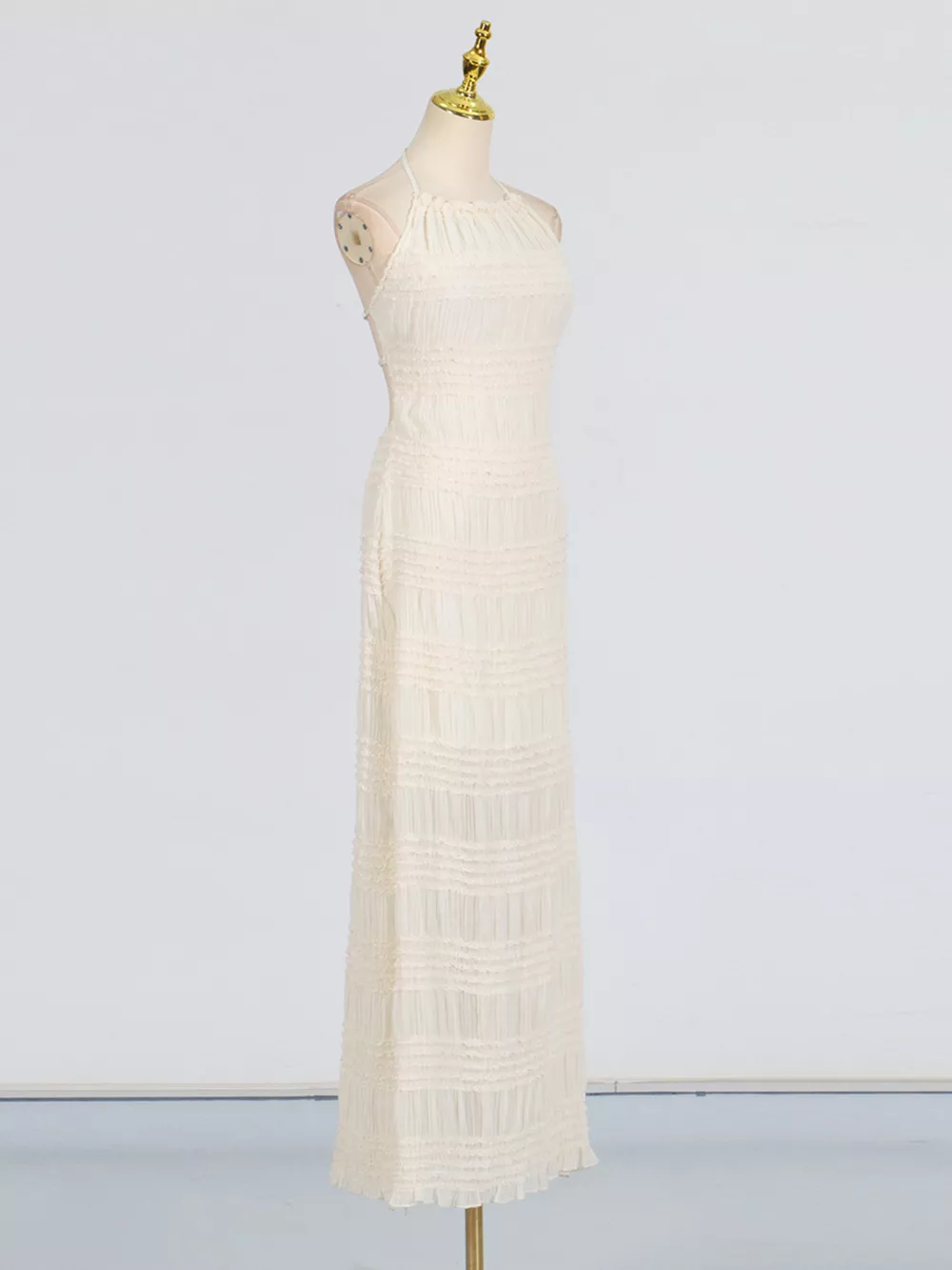 Ruched Halter Neck Maxi Dress, image 4