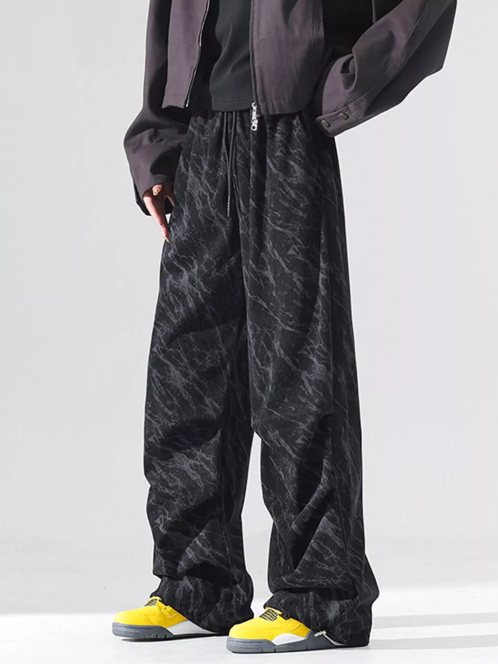 Men's Plus Size Vintage Wash Wide Leg Pants