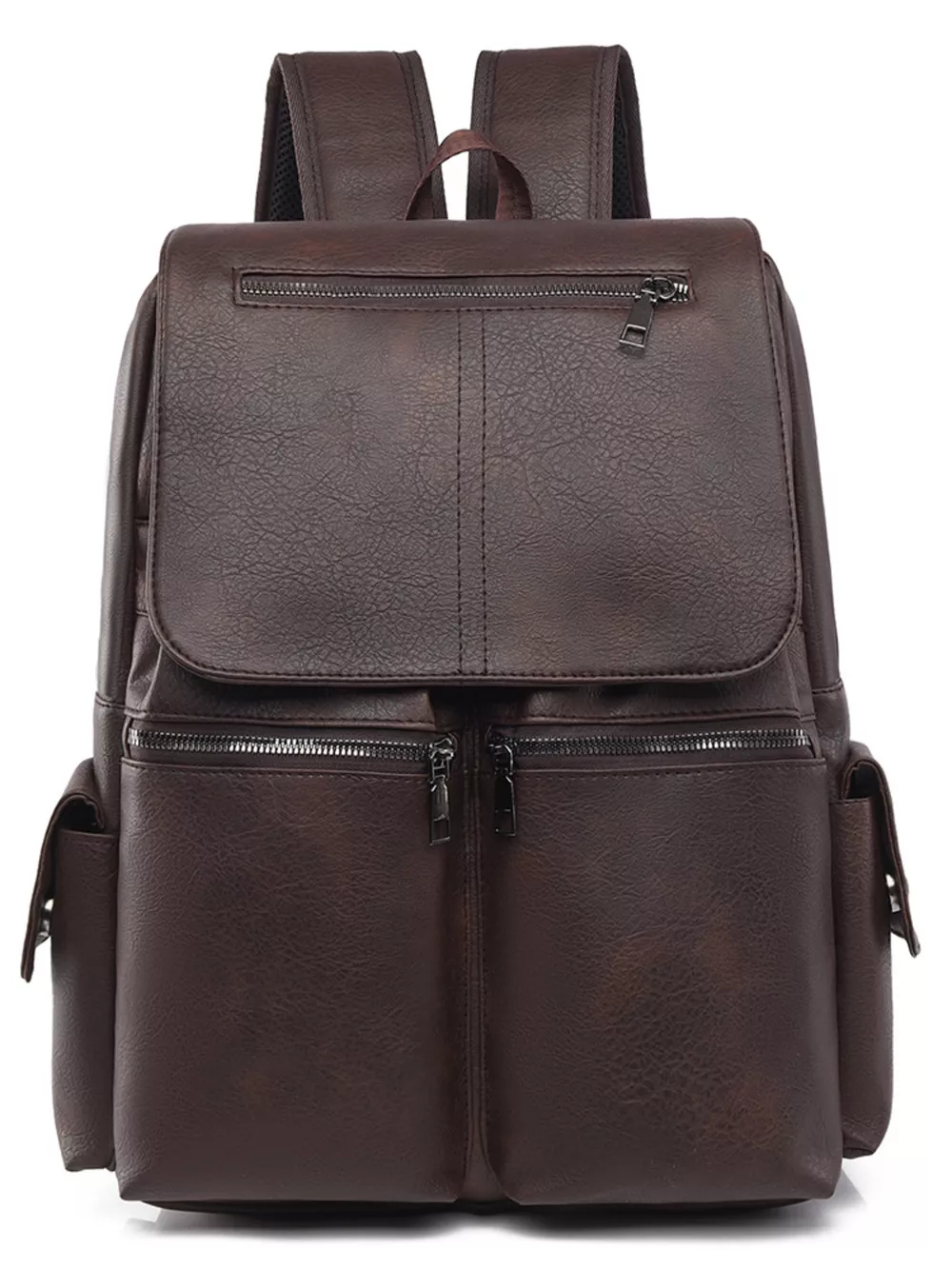 Leather Flapover Backpack Bag, image 4