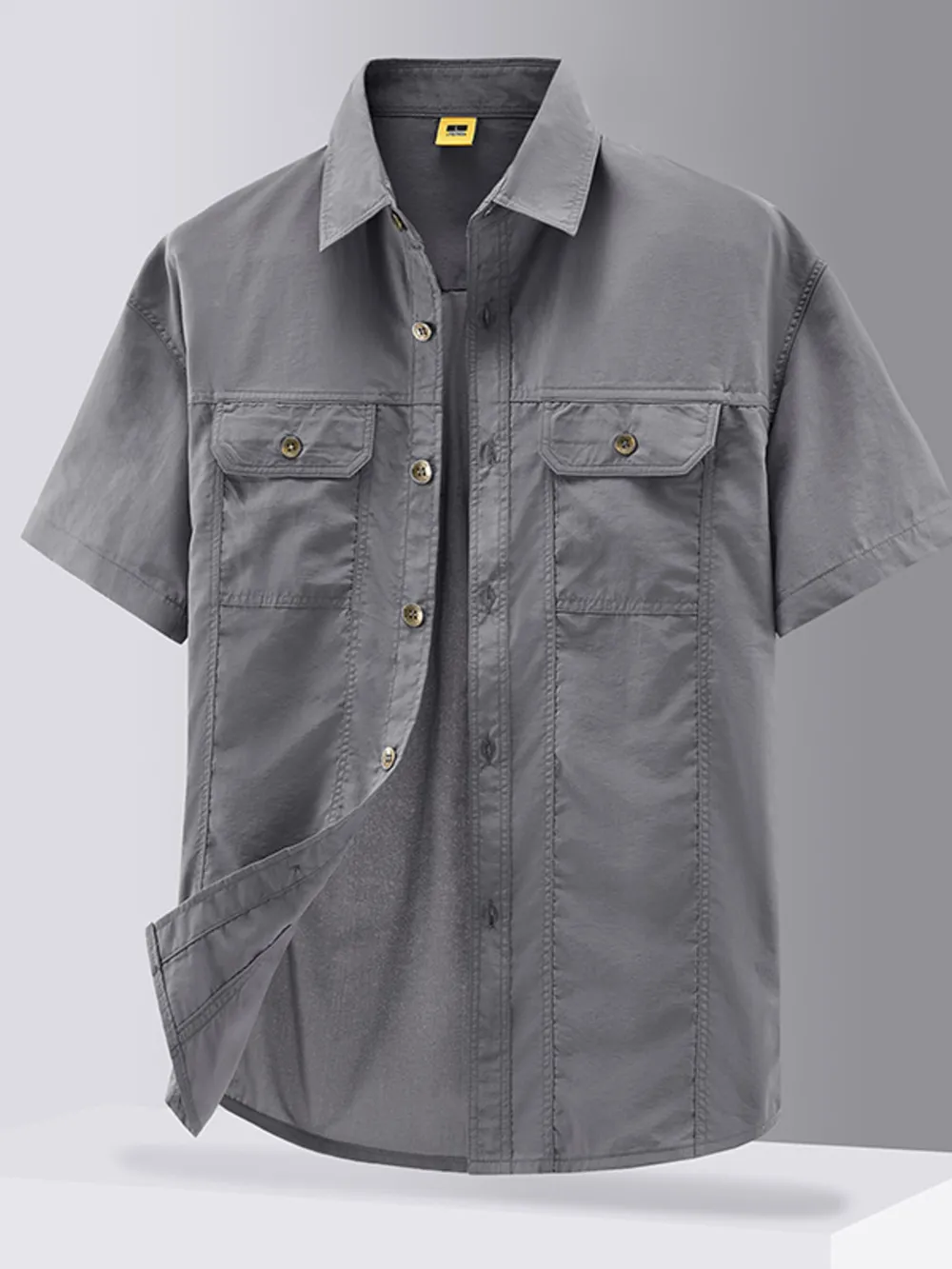 Men's Plus Size Casual Short Sleeve Button-Down Shirt, image 3