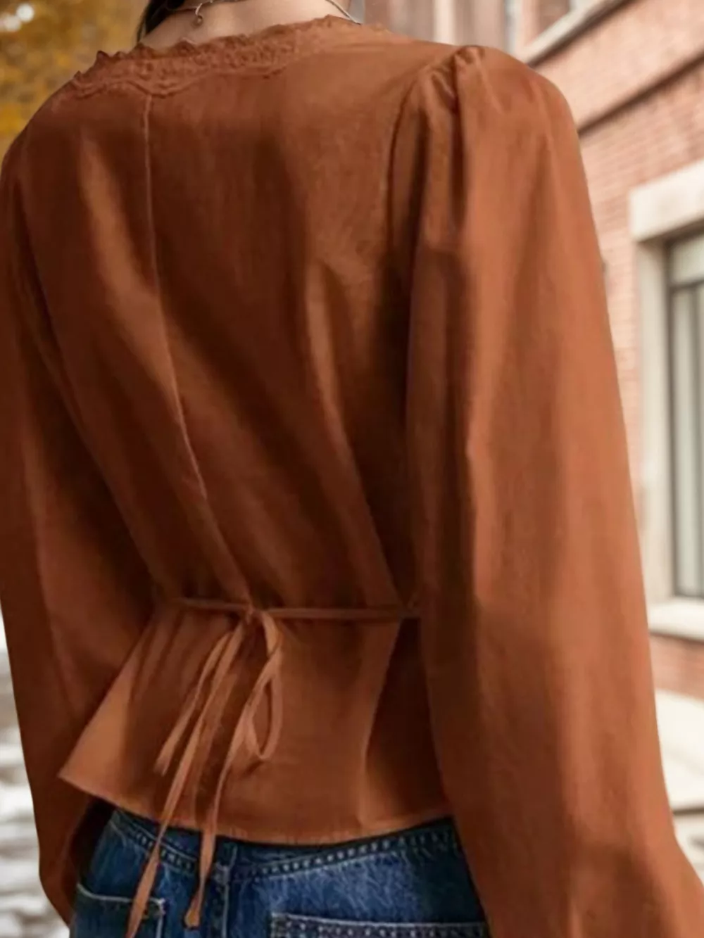 Lace Detail Balloon Sleeve Blouse, image 2
