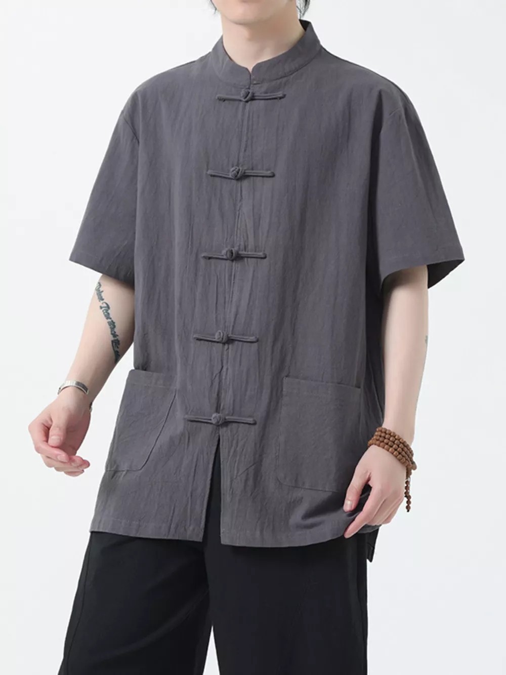 Men's Plus Size Chinese Style Short-Sleeve Shirt, image 3