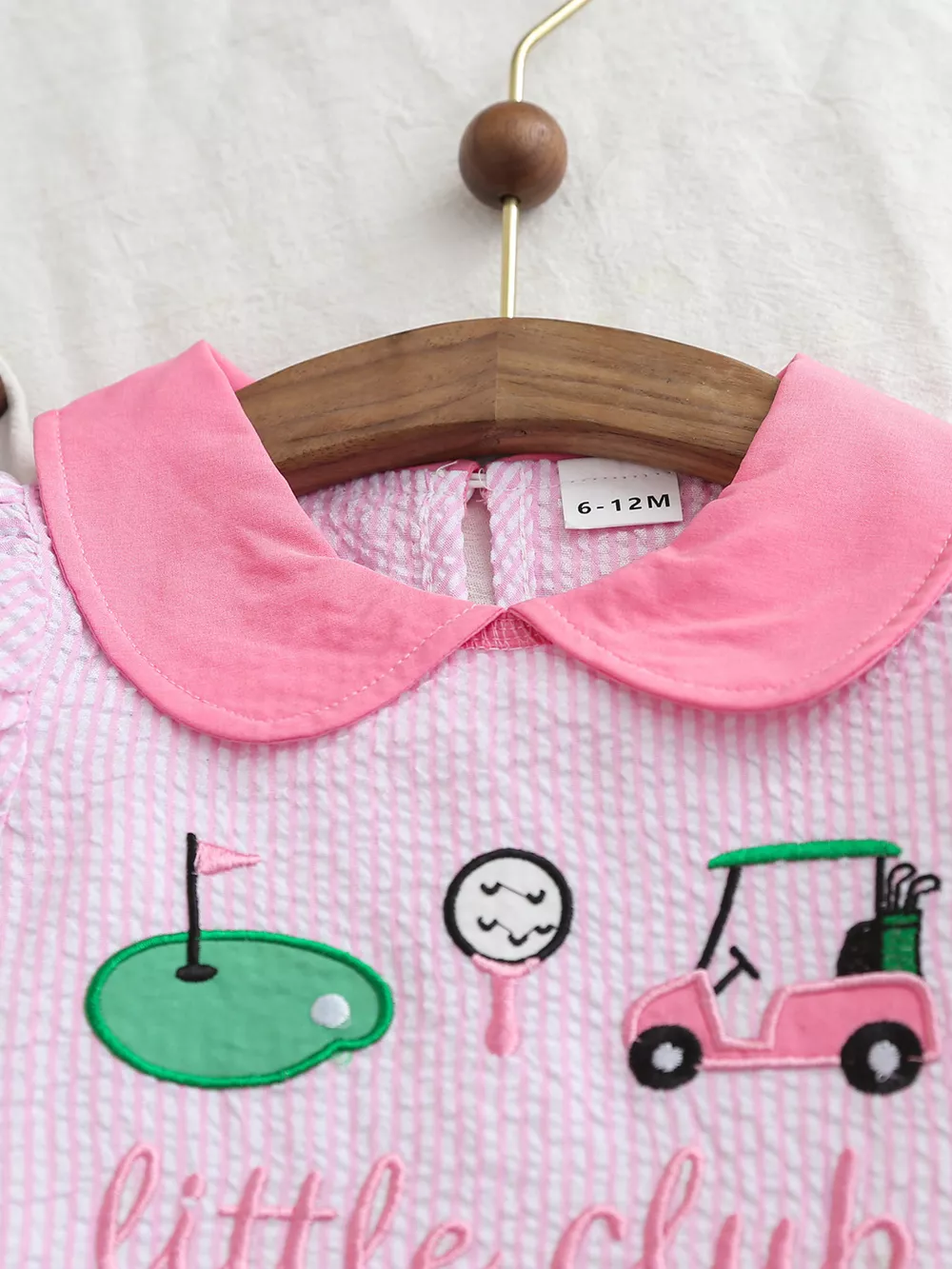 Children's Embroidered Golf Theme Ruffle Hem Dress, image 3