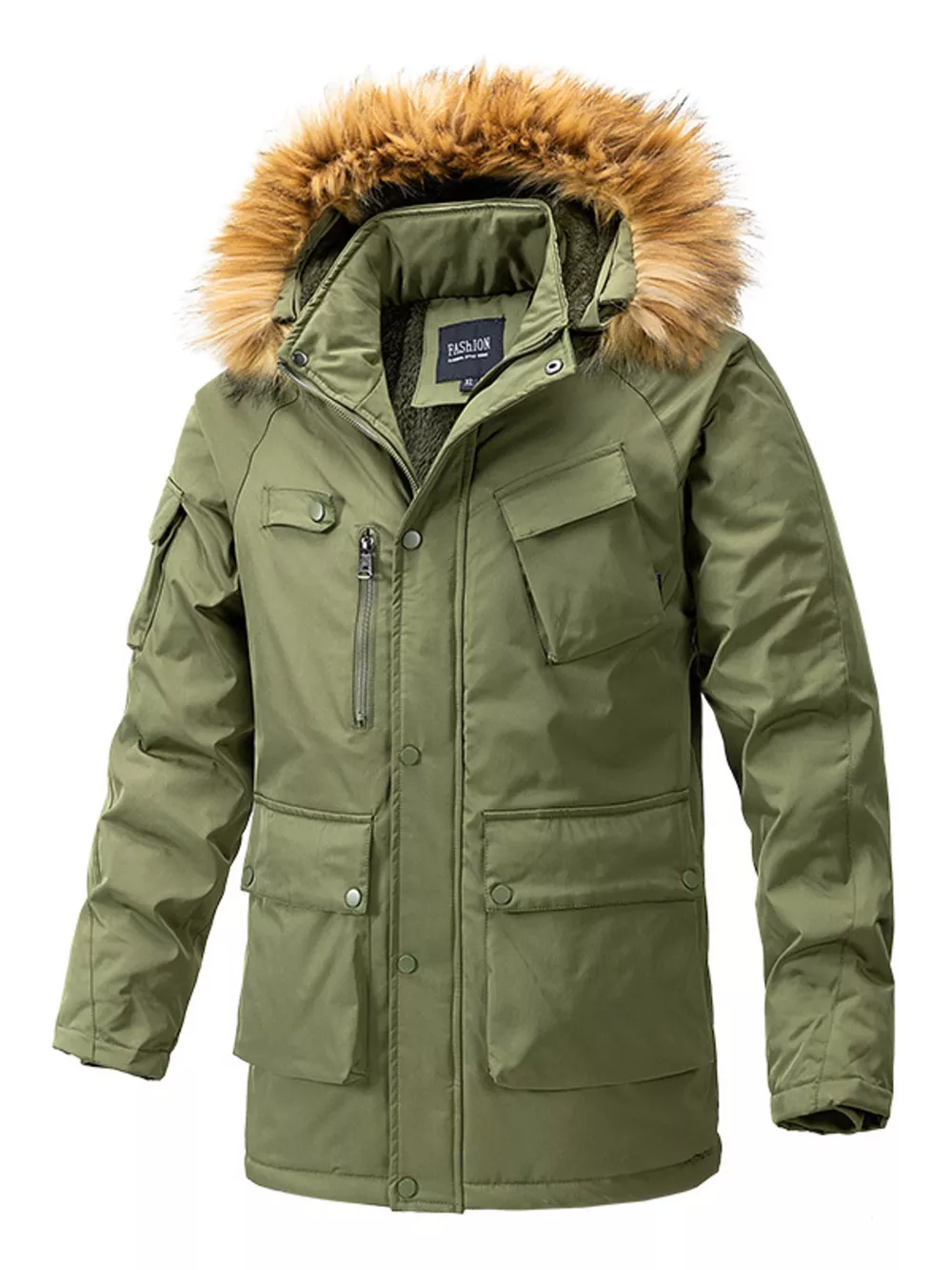 Men's Plus Size Fur Hooded Winter Parka Coat, image 5