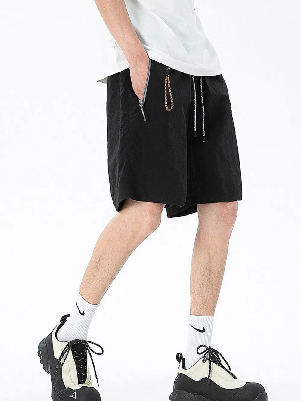 Men's Lightweight Drawstring Shorts with Zipper Pockets, image 8